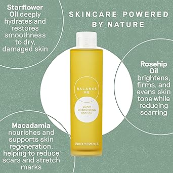 Balance Me Super Moisturising Body Oil 150ml Made With Rosehip Oil and Neroli Improve Stretch Marks and Dry Skin Maternity and Pregnancy Safe - Image 3