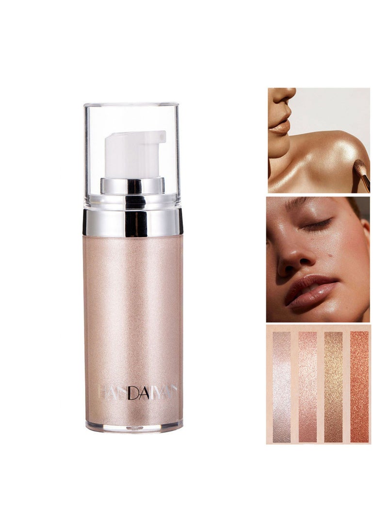 Handaiyan Body Shimmer Liquid Highlighter Oil Brighten Glow Glitter Waterproof Moisturising Smooth Makeup Lotion Bronzer Illuminate Luminizer Gold Beach Foundation Non-sticky Dry for Face And Body (20ml)  - Image 1