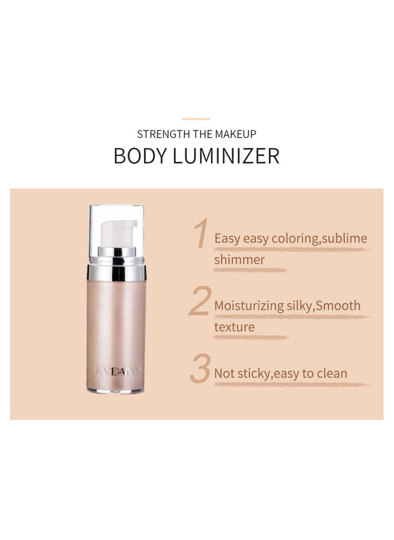 Handaiyan - Body Shimmer Liquid Highlighter Oil Brighten Glow Glitter Waterproof Moisturising Smooth Makeup Lotion Bronzer Illuminate Luminizer Gold Beach Foundation Non-sticky Dry for Face And Body (20ml) - Image 1