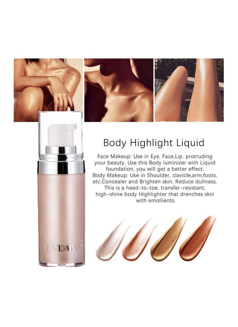 Handaiyan - Body Shimmer Liquid Highlighter Oil Brighten Glow Glitter Waterproof Moisturising Smooth Makeup Lotion Bronzer Illuminate Luminizer Gold Beach Foundation Non-sticky Dry for Face And Body (20ml) - Image 1