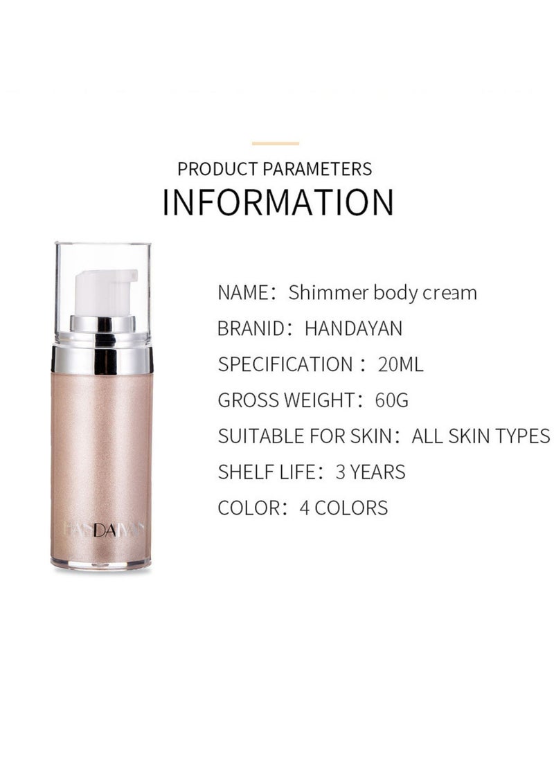 Handaiyan - Body Shimmer Liquid Highlighter Oil Brighten Glow Glitter Waterproof Moisturising Smooth Makeup Lotion Bronzer Illuminate Luminizer Gold Beach Foundation Non-sticky Dry for Face And Body (20ml) - Image 1