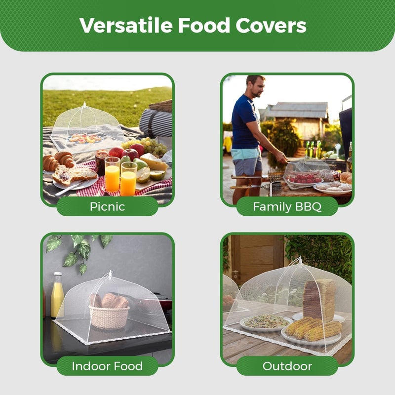 LeafLoom 17x17 Pop-Up Mesh Food Covers Tent Umbrella for Outdoors, Screen Tents, Parties Picnics, BBQs, Reusable and Collapsible (Pack of 3) - Image 2