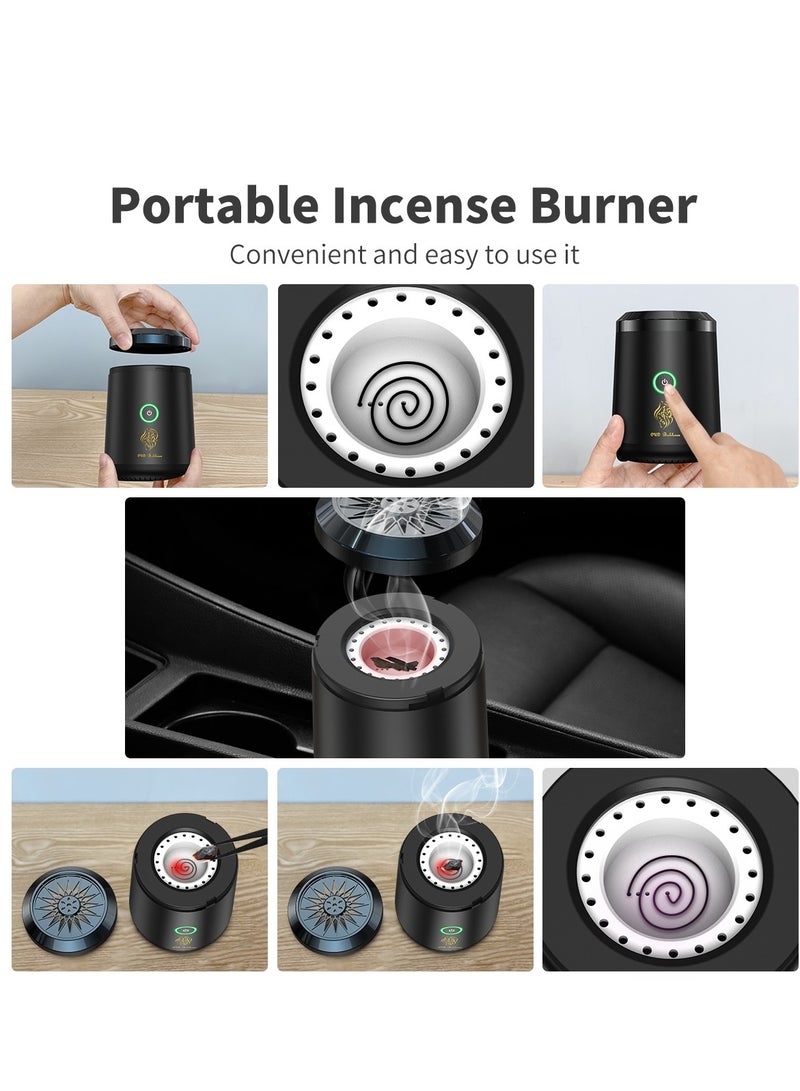 DIDA Oud Bukhoor Electric Mini Incense Burner Portable USB Rechargeable Aroma Diffuser Fresh Scent Black [Upgrade] - Image 2