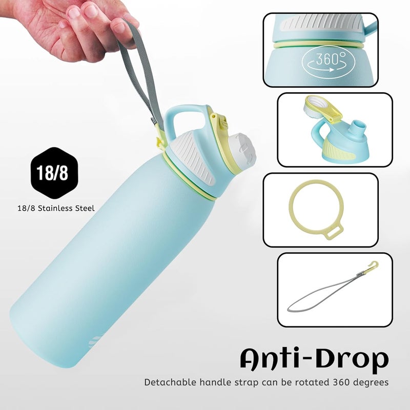 FjBottle زجاجة مياه من الفولاذ المقاوم للصدأ من ، سعة 600 مل/800 مل/1 لتر/1.5 لتر، مزودة بغطاء مغناطيسي، خالية من مادة BPA، معزولة حراريًا، مناسبة للرياضة والعمل والسفر. - Image 3