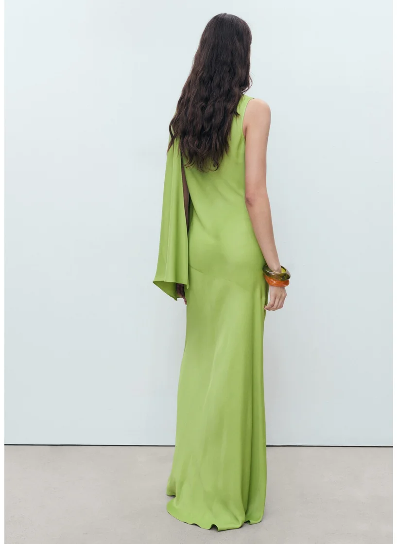 MANGO Long Dress With Ruffled Sleeves