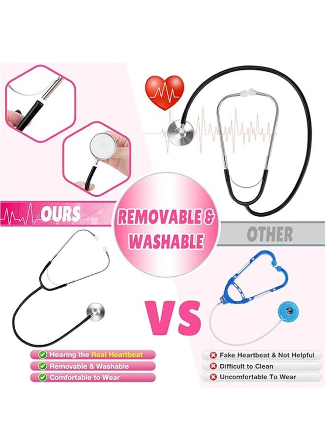 MAOGEDA Complete Kids' Doctor Pretend Play Costume Set: Scrubs, White Lab Coat, Real Stethoscope - Suitable for Ages 3-12, Great for Role - Playing and Parties, 7 Pieces - Pink  - Image 2