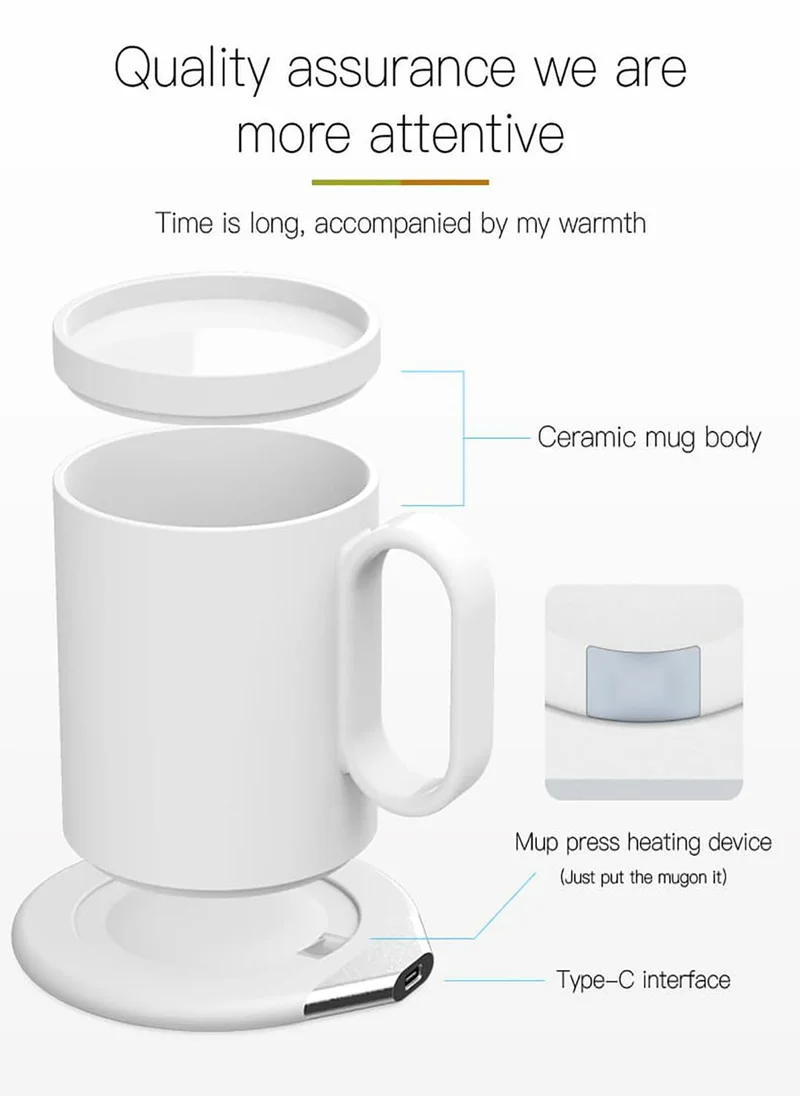 Hans Larsen CRIVITS - Smart Mug Warmer with Wireless Charger - White