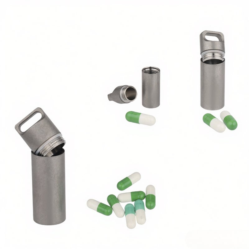 Titanium Pill Case: Mini Size Lightweight Corrosion-Resistant - Waterproof Portable Pill Case for Travel Camping Hiking Outdoor Activities - Image 5