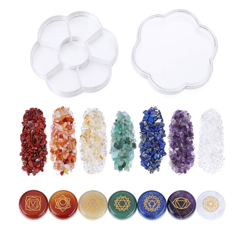 CrystalTears 7 Chakra Crystal Stones Natural Reiki Healing Crystals Gemstones with Engraved Chakra Symbol Tumbled Polished Chakra Stone Kit for Meditation Crystal Therapy Gift for Christmas - Image 4