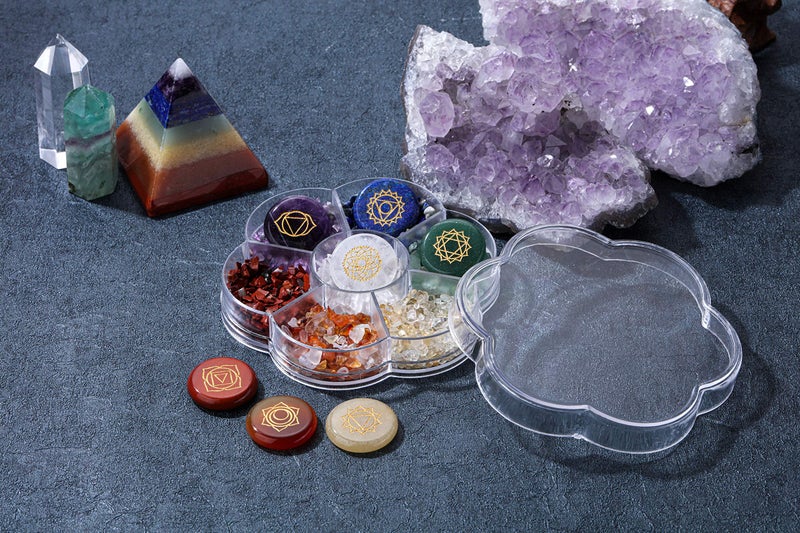 CrystalTears 7 Chakra Crystal Stones Natural Reiki Healing Crystals Gemstones with Engraved Chakra Symbol Tumbled Polished Chakra Stone Kit for Meditation Crystal Therapy Gift for Christmas - Image 2