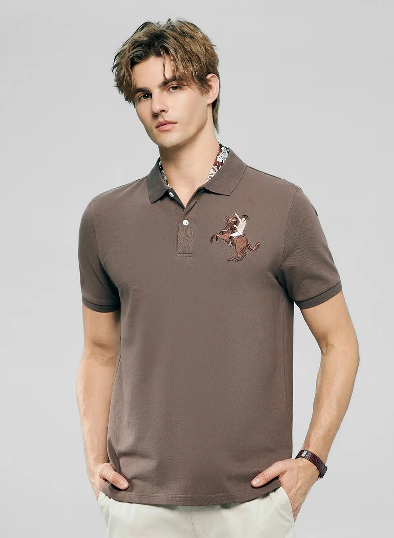 Men’s Slim Fit Napoleon Embroidery Lycra Pique Polo