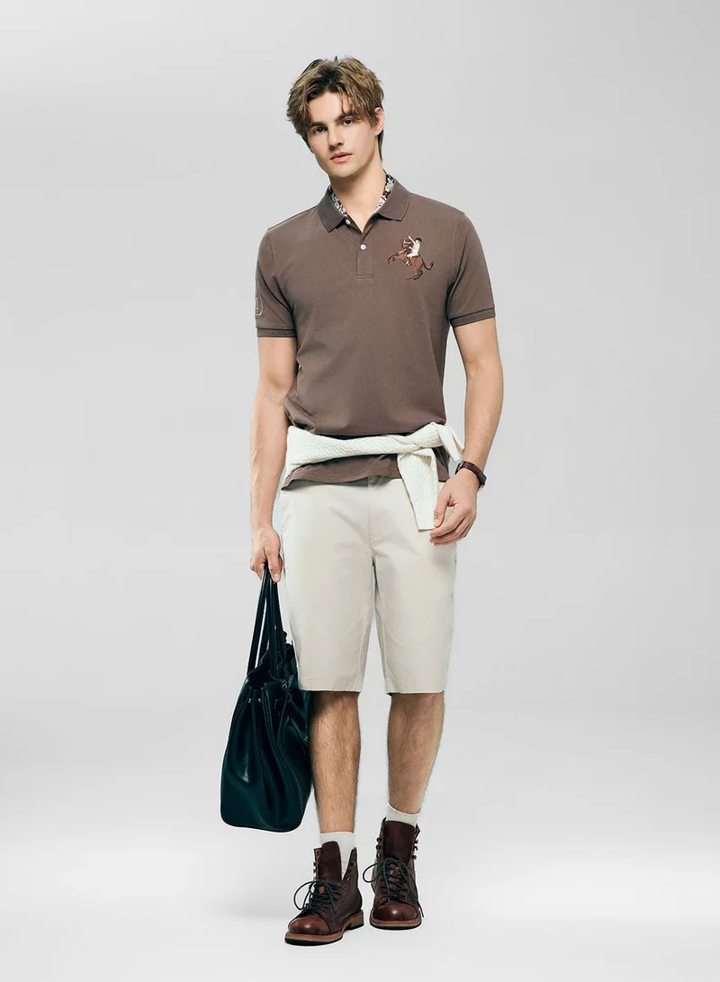 GIORDANO  Men’s Slim Fit Napoleon Embroidery Lycra Pique Polo for Men | Best Price UAE