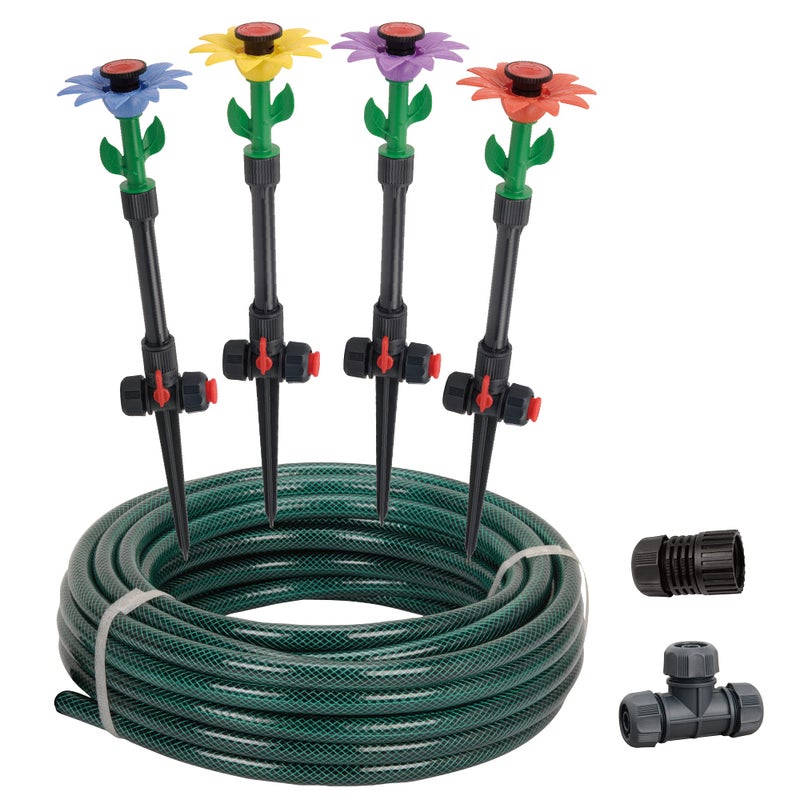 Eden 97065 Daisy Above-Ground 50 Ft Garden Hose and Sprinkler System, DIY Plant Watering Set - Image 1