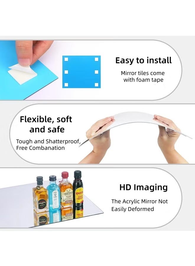 Full-Length Mirrors, Full-Body Mirrors, Wall-Mounted mirrors, Dressing Mirrors, Makeup Mirrors, Hand-Combined And Spliced Mirrors For Bedroom Wardrobes, Square Explosion-Proof Wall Mirrors（8 PCS-30*30cm） - Image 4