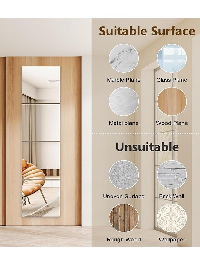 8 Pack 30×30CM Self-Adhesive Flexible Wall Mirror Tiles, HD Undistorted Shatterproof Splicable Full Body Mirror Stickers for Bedroom Wardrobe Living Room Decor - Image 5