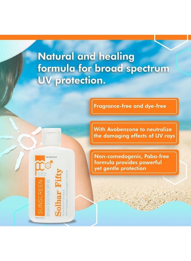 Solbar Person & Covey SPF 50 Sunscreen Face & Body Sun Cream - Solbar Fifty Body & Face Sunscreen SPF 50 Broad Spectrum Sunscreen - Water-Resistant Sun Cream, Sun Screen Protector for Face & Body - 4 Fl. Oz. - Image 2