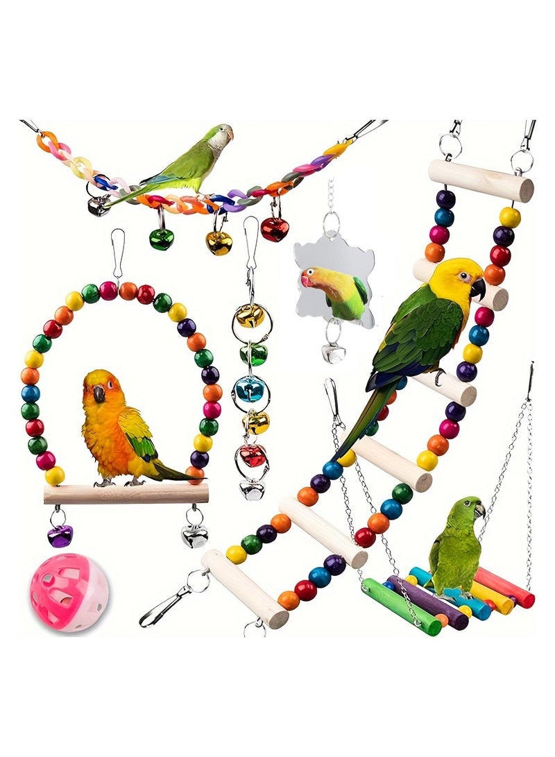 Parrot toy bird playset 7 piece pet supplies set
