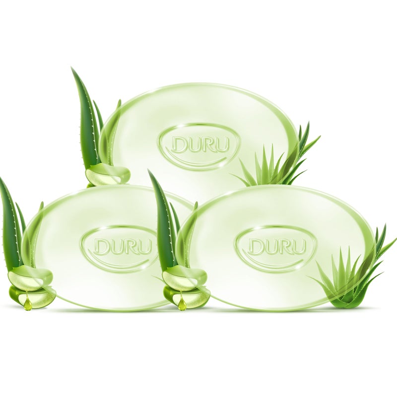 Duru Aloe Vera Glycerin Bar Soap - Vegan Transparent Cleansing Bar Moisturizing Sensitive Skin Wash for Women and Men Plant Based - 3 Pack - Image 2