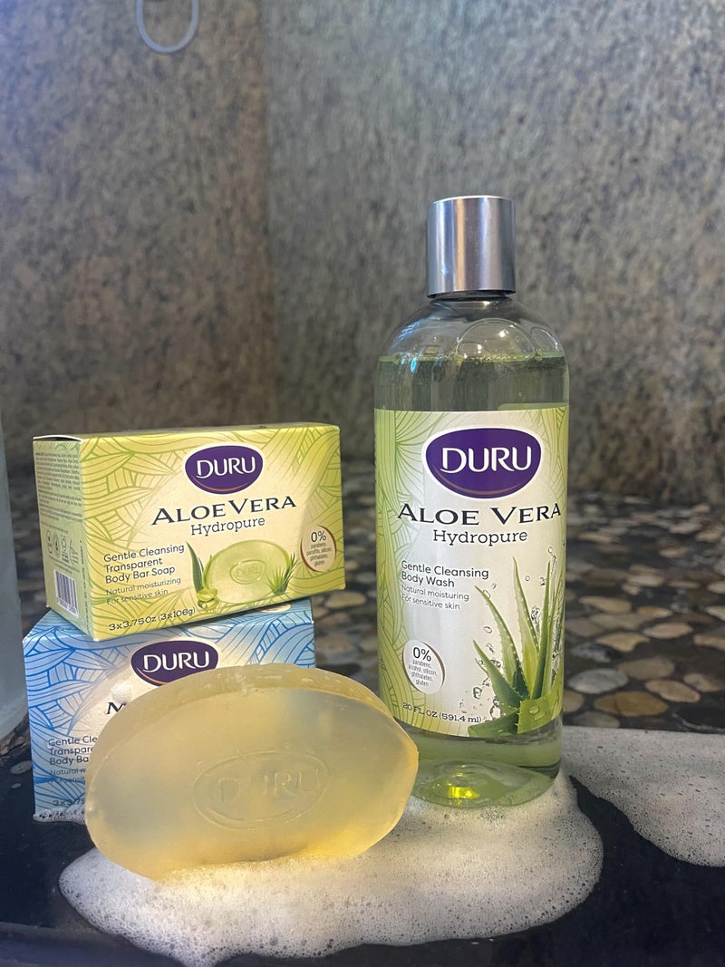 Duru Aloe Vera Glycerin Bar Soap - Vegan Transparent Cleansing Bar Moisturizing Sensitive Skin Wash for Women and Men Plant Based - 3 Pack - Image 5