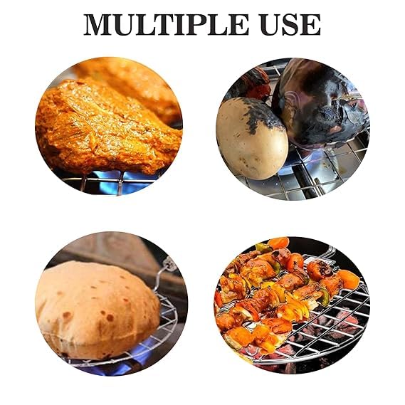 Oyester Wire Round Wooden Handle Roaster Papad Jali Paneer Grill Roti Maker Barbeque Jali Roaster Chapati Toast Grill Roaster  - Image 5