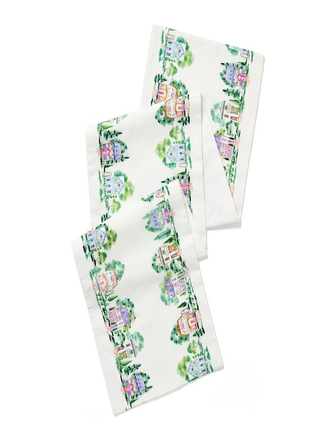 Lenox Spice Village Print Embroidered Table Runner, Multicolor, 14" W x 70" L - Image 2
