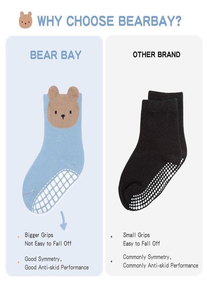 Bearbay Baby Socks 6 Pairs - Non-Slip Gripper for Toddlers, Infants & Kids, Soft Cotton Crew Socks for Boys & Girls, 6-pairs/2401d, 1-3T - Image 4