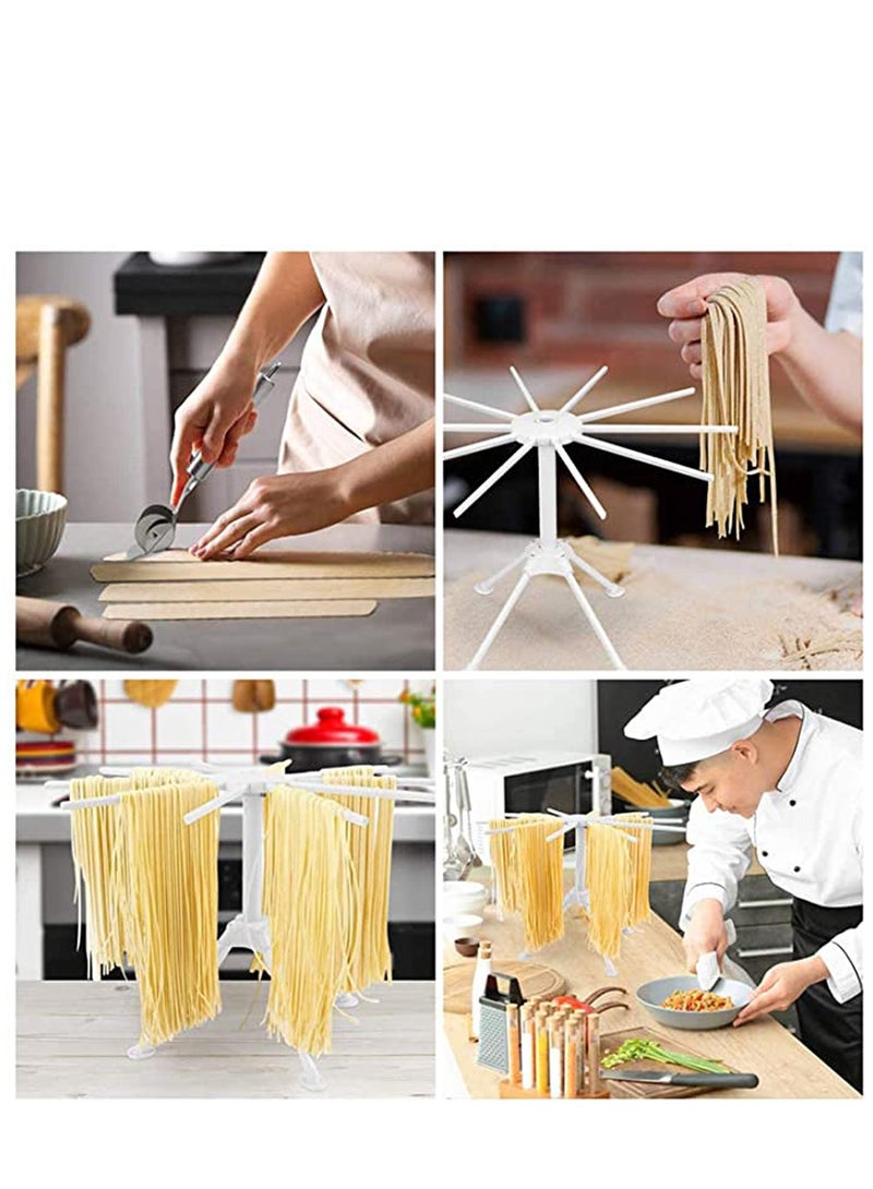KASTWAVE Collapsible Pasta Drying Rack, with Pasta Cutter Plastic Household Noodle Stand with 10 Bar Handles Spaghetti Drying Rack - Image 4