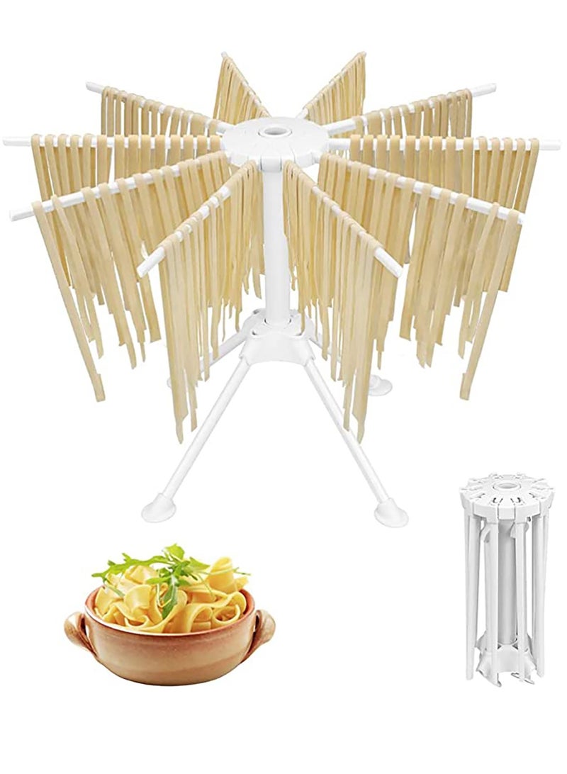 KASTWAVE Collapsible Pasta Drying Rack, with Pasta Cutter Plastic Household Noodle Stand with 10 Bar Handles Spaghetti Drying Rack - Image 1