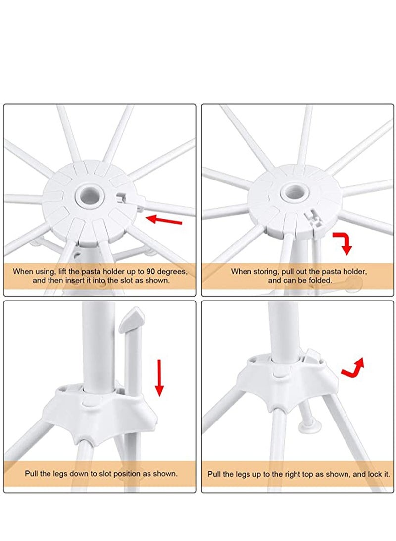 KASTWAVE Collapsible Pasta Drying Rack, with Pasta Cutter Plastic Household Noodle Stand with 10 Bar Handles Spaghetti Drying Rack - Image 5
