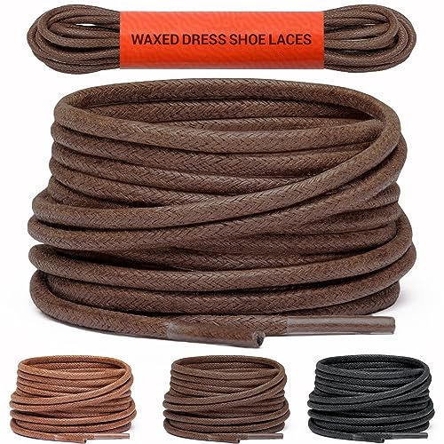 Miscly Waxed Shoe Laces for Dress Shoes - Round Oxford Shoelaces for Men - Multiple Lengths and Colors Available - Dark Brown, 36″ (91 CM) - Image 1