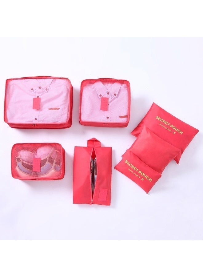 6-in-1 clothing storage bags set to organise the travel bag with a laundry bag for underwear and to organise while travelling in pink - Image 4