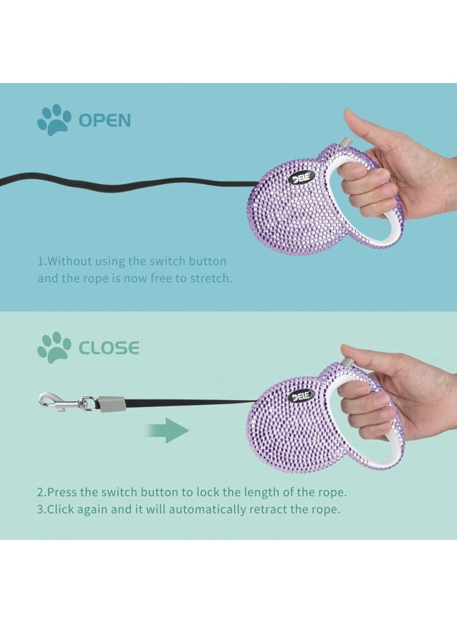 eing Retractable Dog Leash, Pet Walking Leash with Anti-Slip Handle, Strong Nylon Tape, 360°Tangle-Free, Suitable for Small Medium Dog Cat, Gift Waste Bags Dispenser Included,10 ft, Purple - Image 2