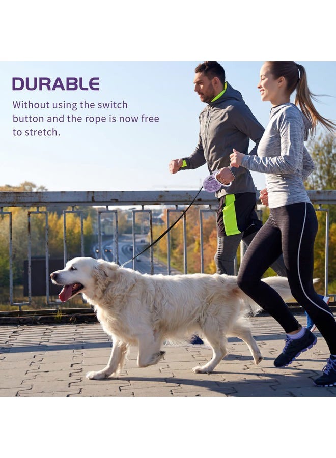 eing Retractable Dog Leash, Pet Walking Leash with Anti-Slip Handle, Strong Nylon Tape, 360°Tangle-Free, Suitable for Small Medium Dog Cat, Gift Waste Bags Dispenser Included,10 ft, Purple - Image 3