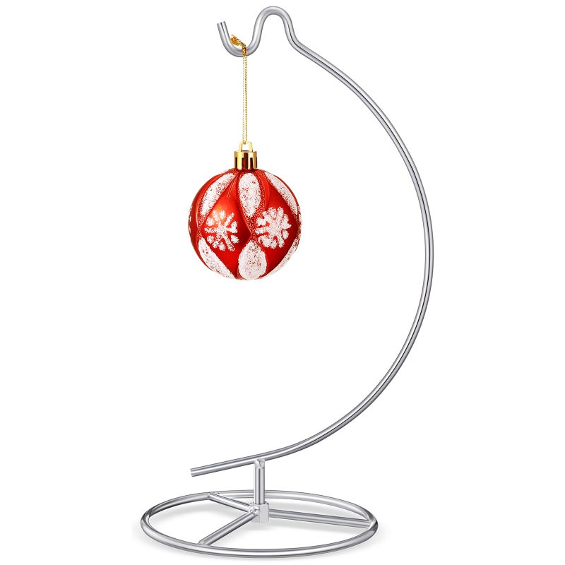 Baderke Ornament Display Stand Ornament Hanger Holder Glass Ball Air Plant Holder Hanging Terrarium Stand for Christmas Wedding Home Office Decor1043 HSilver - Image 2