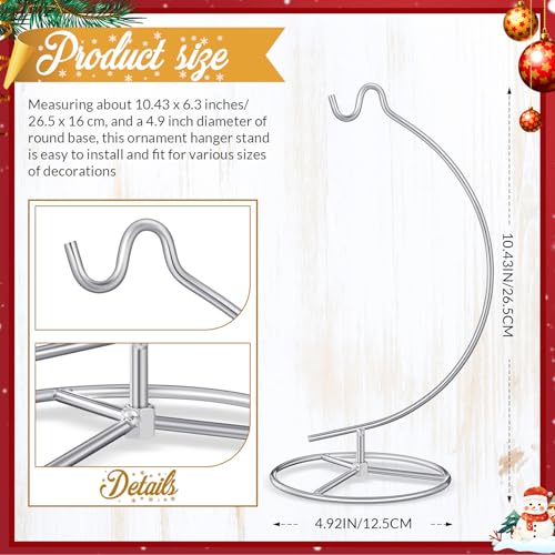 Baderke Ornament Display Stand Ornament Hanger Holder Glass Ball Air Plant Holder Hanging Terrarium Stand for Christmas Wedding Home Office Decor1043 HSilver - Image 3