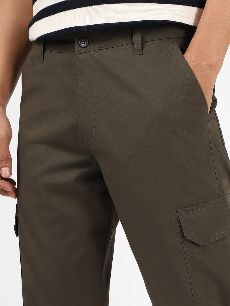 Urbano Fashion  Urbano Fashion Men's Dark Olive Regular Fit Solid Cargo Chino Pant With 6 Pockets for Men | Best Price UAE