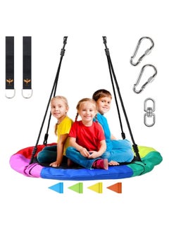 Piccasio Toddler Baby Swing, Saucer Tree Swing with Multi Stranded Ropes For Outdoor & Indoor Playground &2 Additional Hanging Strap, Gym Sets, Backyard  - Image 1