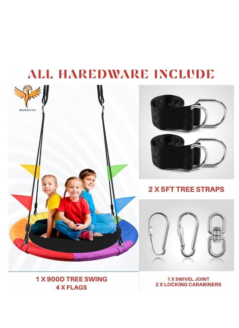 Piccasio Toddler Baby Swing, Saucer Tree Swing with Multi Stranded Ropes For Outdoor & Indoor Playground &2 Additional Hanging Strap, Gym Sets, Backyard  - Image 2