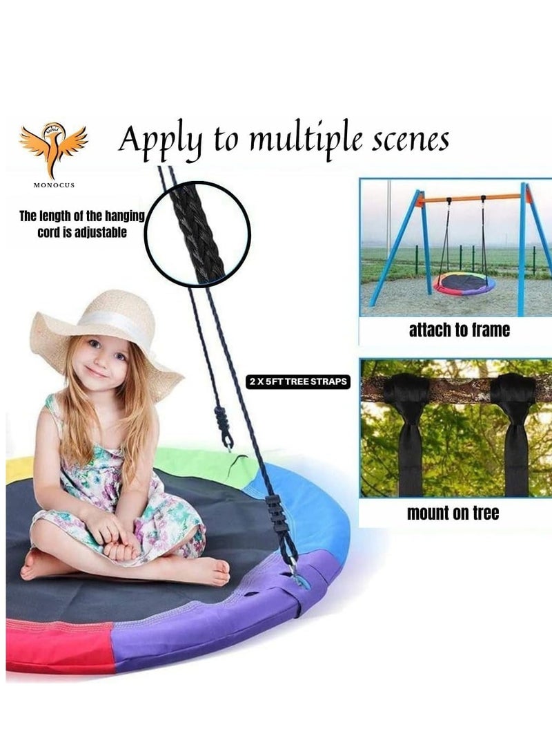 Piccasio Toddler Baby Swing, Saucer Tree Swing with Multi Stranded Ropes For Outdoor & Indoor Playground &2 Additional Hanging Strap, Gym Sets, Backyard  - Image 4