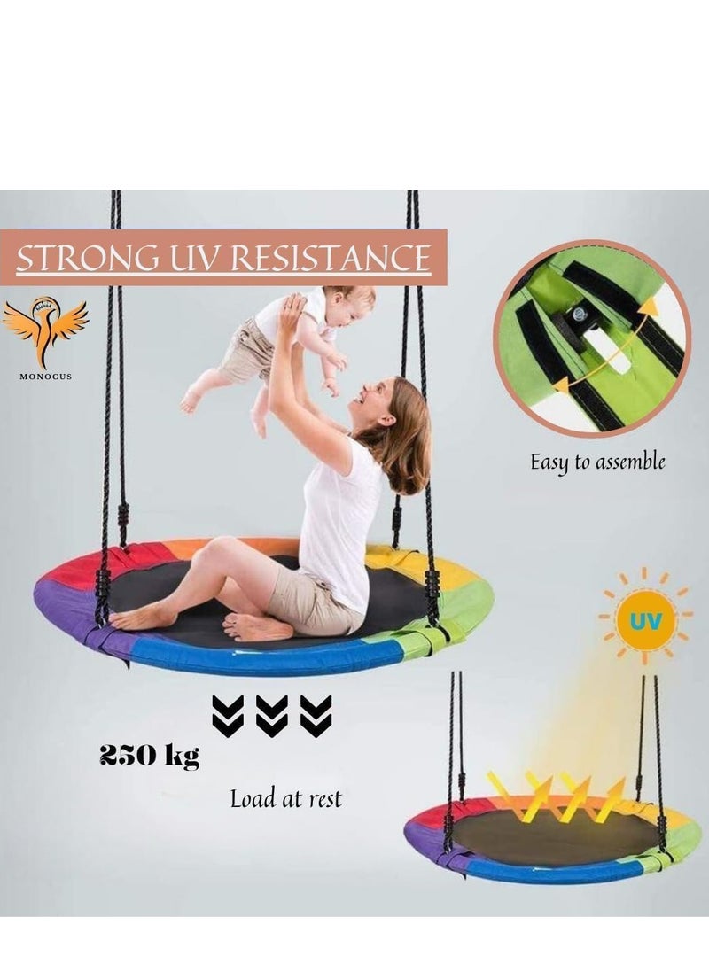 Toddler Baby Swing, Saucer Tree Swing with Multi Stranded Ropes For Outdoor & Indoor Playground &2 Additional Hanging Strap, Gym Sets, Backyard