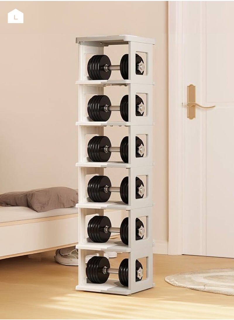 Folding Shoe Rack - 7-Tiers Shoe Storage and Organization for Entryway, Assembly-free Shoe Shelf, Space-Saving Shoe Stand, Small Shoe Cabinet for Closet Hallway Dorm (Milky White and Brown)
