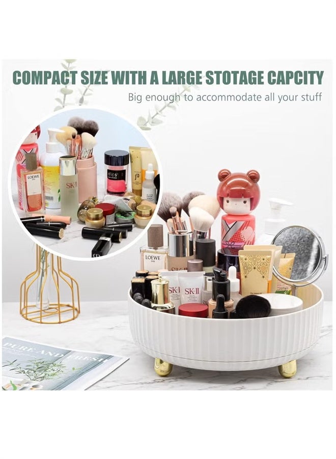 HOMESTAR Lazy Turntable Organizer, 360°Rotating Makeup Organizer with Thickened Guardrail, Round Spinning Organization for Pantry, Fridge, Countertop, White - Image 3