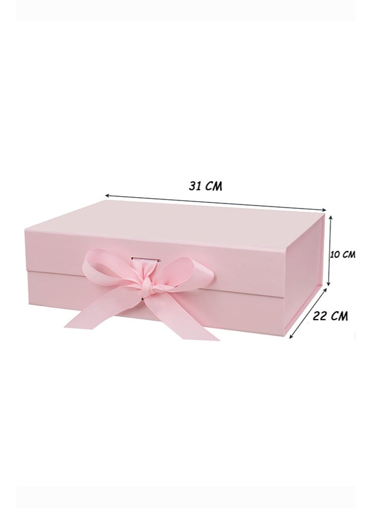 Luxury Gift Box, Pink Large Gift Box with Ribbon and Magnetic,Folding Gift Boxes for Presents With Lid, Suitable for Festival, Birthday, Anniversary, 31x22x10cm - Image 2