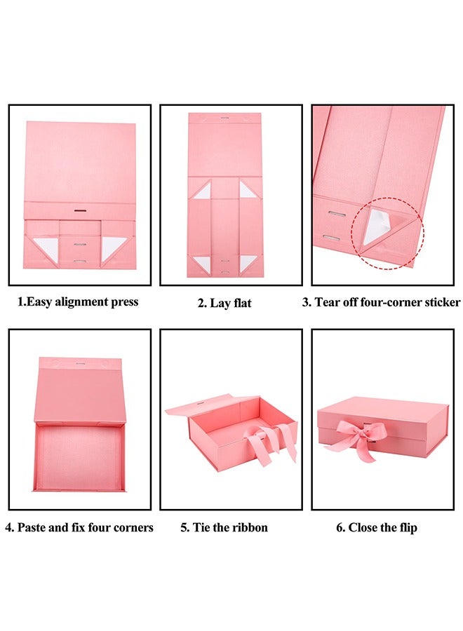 Luxury Gift Box, Pink Large Gift Box with Ribbon and Magnetic,Folding Gift Boxes for Presents With Lid, Suitable for Festival, Birthday, Anniversary, 31x22x10cm - Image 3