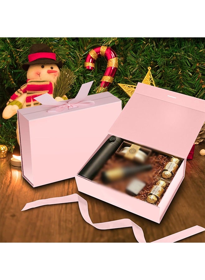Luxury Gift Box, Pink Large Gift Box with Ribbon and Magnetic,Folding Gift Boxes for Presents With Lid, Suitable for Festival, Birthday, Anniversary, 31x22x10cm - Image 5