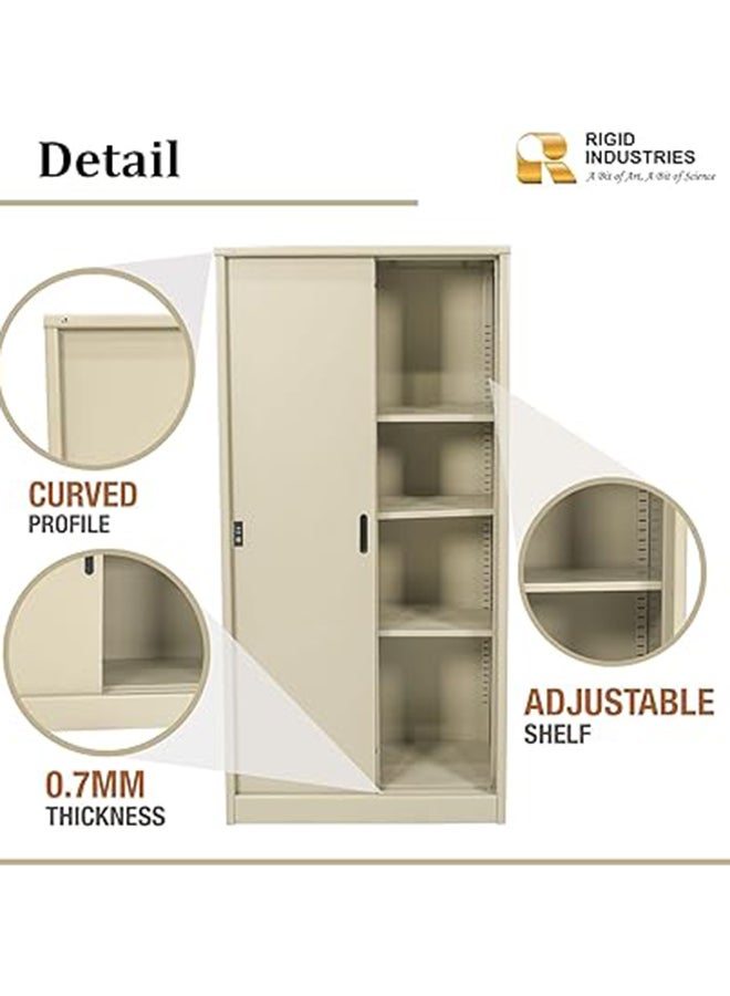 RIGID Steel Curved Sliding Doors Office Cupboard Beige 183x90x45.5cm  - Image 2