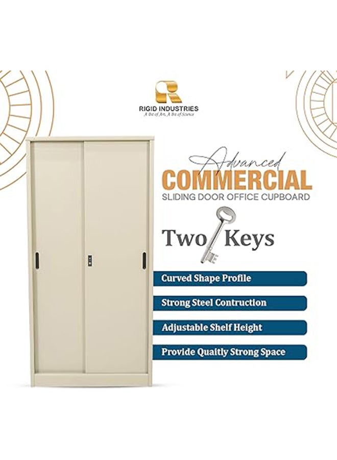RIGID Steel Curved Sliding Doors Office Cupboard Beige 183x90x45.5cm  - Image 4