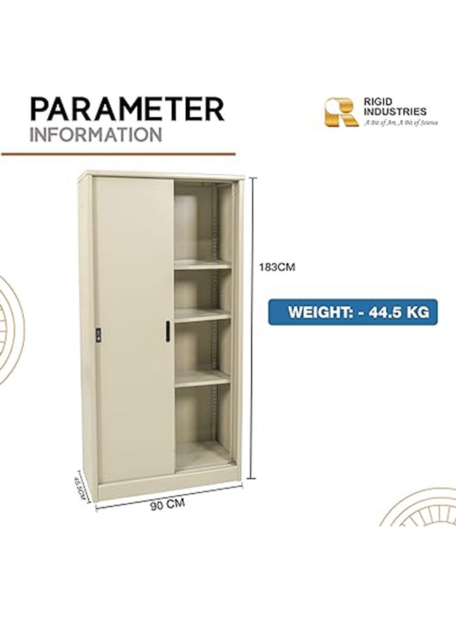 RIGID Steel Curved Sliding Doors Office Cupboard Beige 183x90x45.5cm  - Image 3