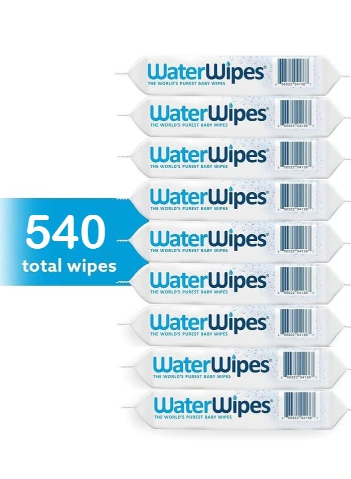 WaterWipes Pack of 9 Water Wipes With 99.9% Water And A Drop of Fruit Extract - 9x60 Wipes - Image 1
