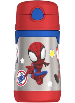 THERMOS THERMOS Vacuum Insulated Stainless Steel 10oz Straw Bottle, Spidey and His Amazing Friends  - Image 1